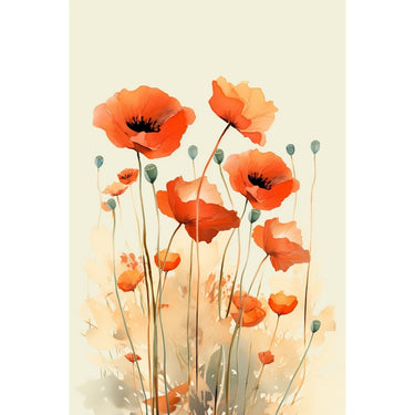 Watercolour Canvas of Poppies